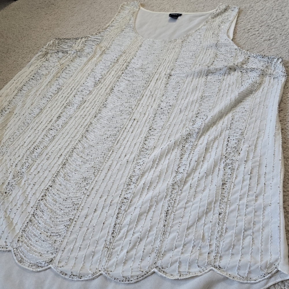 Torrid 3X Beaded Embellished Scalloped Hem Sleeveless Blouse Top – Size 3X 22